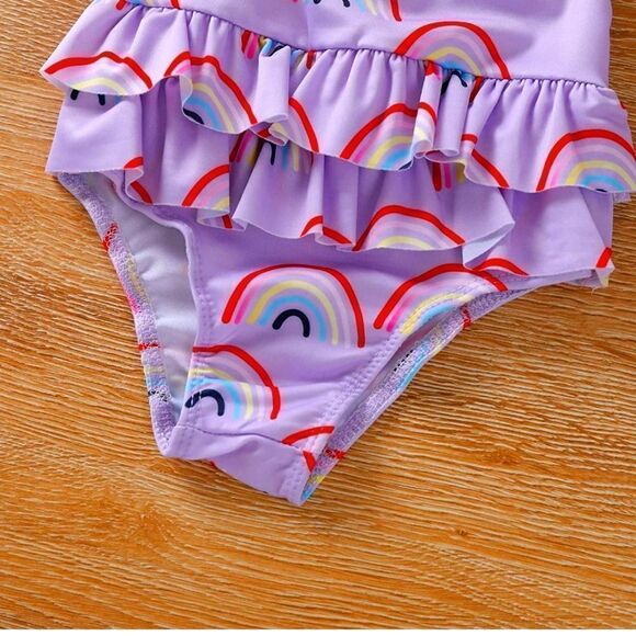 NWT Purple Rainbow Ruffle Baby Swimsuit - Picture 3 of 7